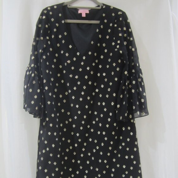 Lilly Pulitzer 4 Caroline Silk Tunic Dress Gold Metallic - Picture 1 of 8